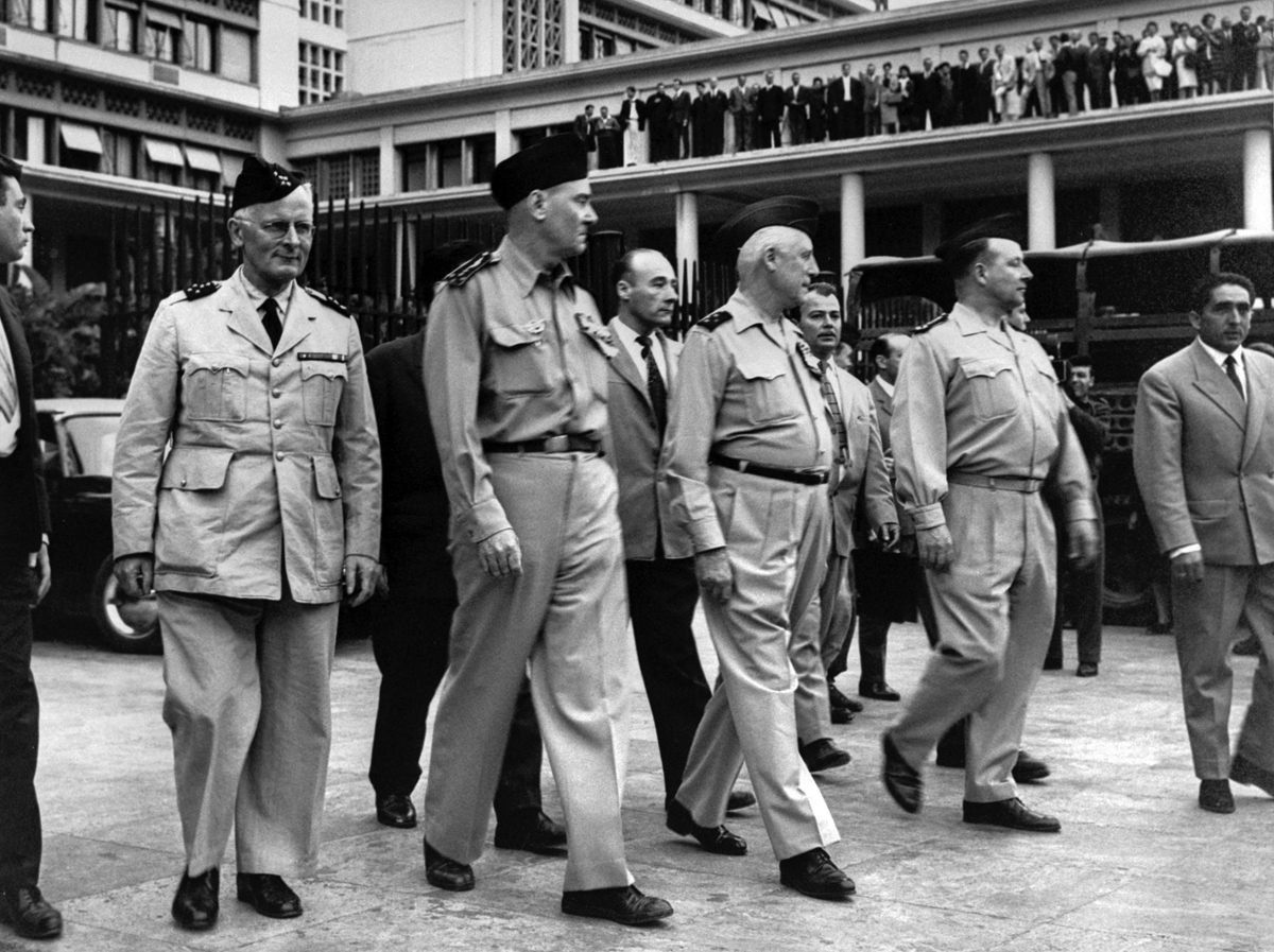 Les généraux Zeller, Challe, Salan et Jouhaud, auteurs d’une tentative de putsch à Alger, avril 1961