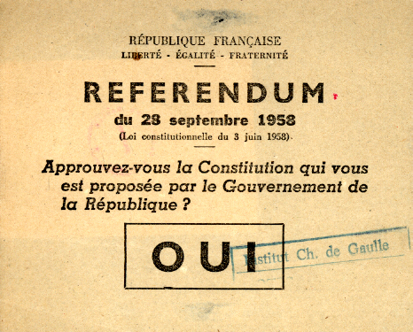 Bulletin pour le oui au référendum du 28 septembre 1958